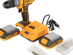Аккумуляторная ударная дрель-шуруповерт INGCO