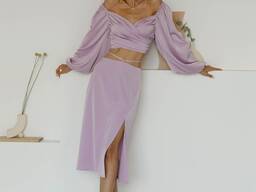 Атласная юбка с узким поясом