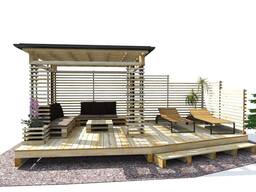 Беседка деревянная с террасой