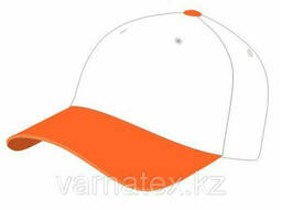 Бейсболки 5 панельные, 100% хлопок, бело-оранжевая
