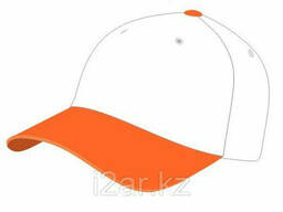 Бейсболки 5 панельные, 100% хлопок, бело-оранжевая