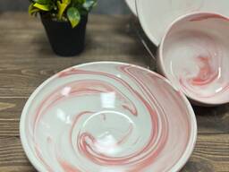 Чайно-столовый сервиз розовый мрамор Vassila