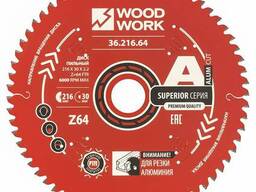 Диск пильный для алюминия 216x2,2/1,6x30 Z=64 A=-5 Woodwork 36.216.64