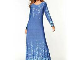 Длинное платье цвета виноградного тумана с узорами