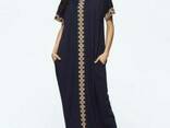 Длинное восточное платье темно-синее с орнаментом - фото 2