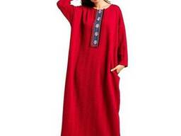 Длинное вязанное арабское платье красного цвета