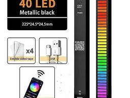 Эквалайзер жарық диоды RGB 40 музыкалық басқаруымен, батареямен