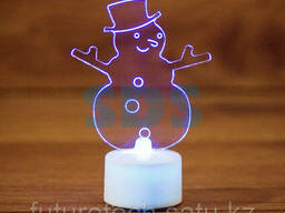 Фигура светодиодная на подставке "Снеговик в шляпе 2D", RGB