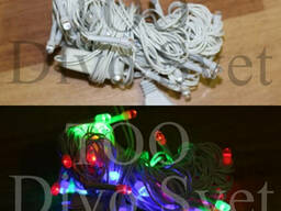 Гирлянда нить 5 м, белый провод, RGB