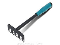 Грабли малые, прямые, 5 зубцов, длина 28.5 см, металл, эргономичная прорезиненная. ..