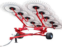 Грабли-ворошилки прицепные с гидравлическим подъемом10-ти и 12-ти колесные