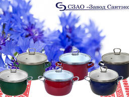 Кастрюля стальная эмалированная цветная