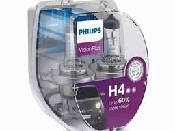 Комплект галогенных ламп 2шт H4 12V 60/55W P43T Visionplus (На 60% больше света на. ..