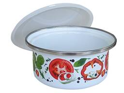 Лотки цилиндрические 1,0 л белые с деколью.