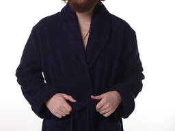 Махровый халат синий