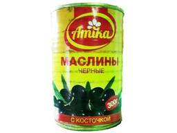 Маслины "Амика" черные c косточкой 300 мл 1/12