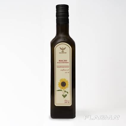 Нерафинированное подсолнечное масло холодного отжима, 500 мл.