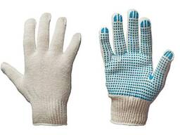 Перчатки х/б+пэ с Пвх нанесением "Точка", 10 класс вязки, 5 нитей