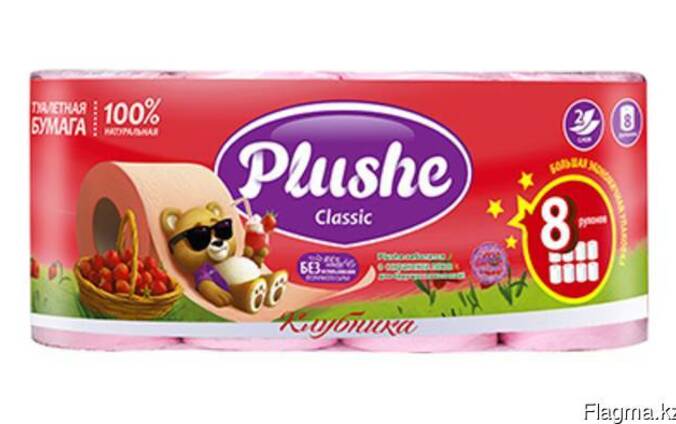 Plushe classic 6 2 клубника 2 слоя,8 рулонов