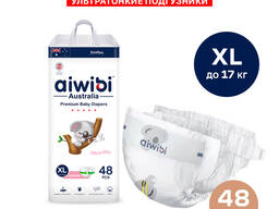 Подгузники ультратонкие 48 шт, Xl 12-17 кг, Aiwibi Premium Little Sleeper, 5 размер для ма