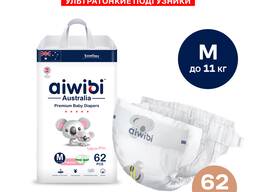 Подгузники ультратонкие 62 шт, M 6-11 кг, Aiwibi Premium Little Sleeper, 3 размер для малы