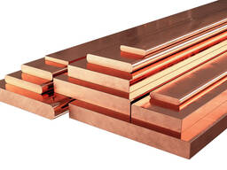 Полоса шина медная Ширина: 8-600 мм, s= 0,1-60 мм, L= 0,3-8 м, Мерность: м/д; бухта; н/д