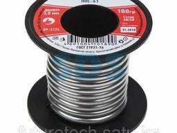 Припой без канифоли ПОС-61 Rexant, 100 г, Ø3,0 мм, (олово. ..