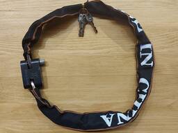 Противоугонная металлическая цепь с ключом. Трос. Замок. Велозамок