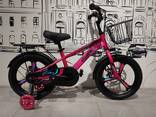 Розовый детский велосипед. Литые диски 16". С колесами. Ручной тормоз. - фото 3