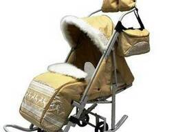 Санки-коляска Тяни-Толкай Северные Узоры Бежевый