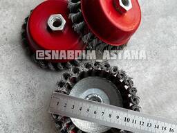 Щётка для УШМ 125х22 крацовка торцевая ЧАША №5 стальная кручёная проволока жёсткая