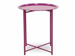 Складной стол, круглый, металлический со съемным подносом.