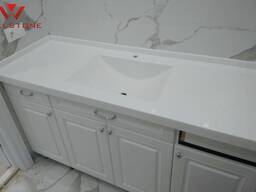 Столешница белая акриловый камень в ванную комнату