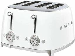 Тостер Smeg TSF03WHEU белый, 4 ломтика, корпус из нержавеющей стали, подогрев. ..