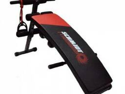 Тренажер скамья для пресса с гантелями и эспандером