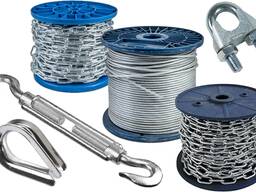 Трос стальной, канат оцинкованный, удавки, талрепы, зажимы