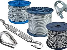 Трос стальной, канат оцинкованный, удавки, талрепы, зажимы
