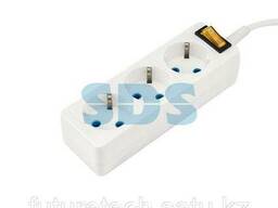 Удлинитель 3 гнезда 3 м, 3х0,75 мм², с/з, с кнопкой. ..