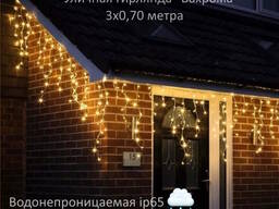 Уличная led гирлянда "Бахрома" ip65 толстый провод крупная лампочка