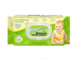 Влажные салфетки Pamperino №120 детские с ромашкой с пластиковым клапаном